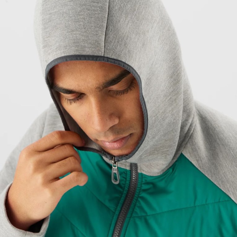 Salomon Essential Xwarm Hybrid Men's Jackets Grey / Green | CA 13P27